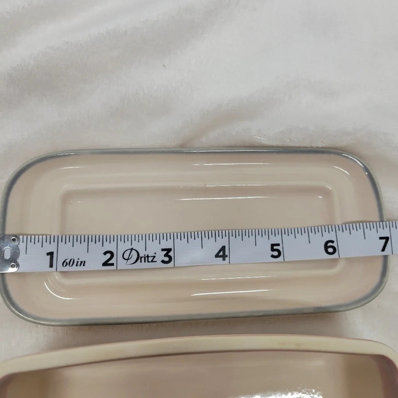 PFALTZGRAFF 2 Pc “AURA" 7" BUTTER DISH W/LID/CREAM-PINK-BLUE STONEWARE - Picture 7 of 12